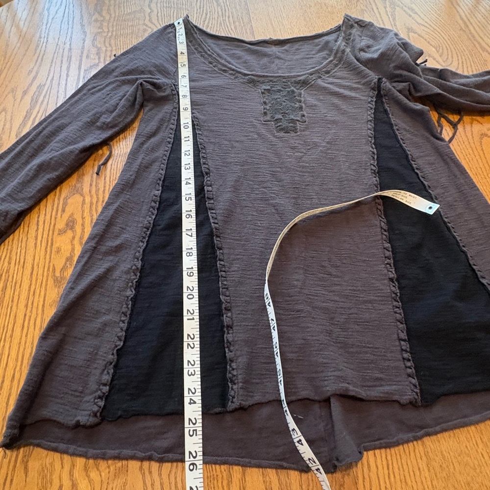 Free People Gray Fringe Long-Sleeve Top - Picture 3 of 6